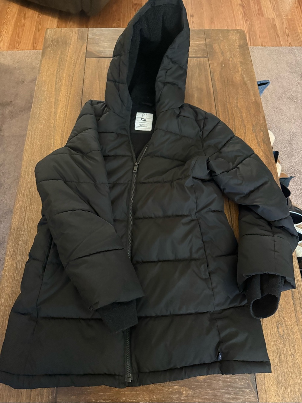 Gap Kids Black Hooded Puffer Coat xxl